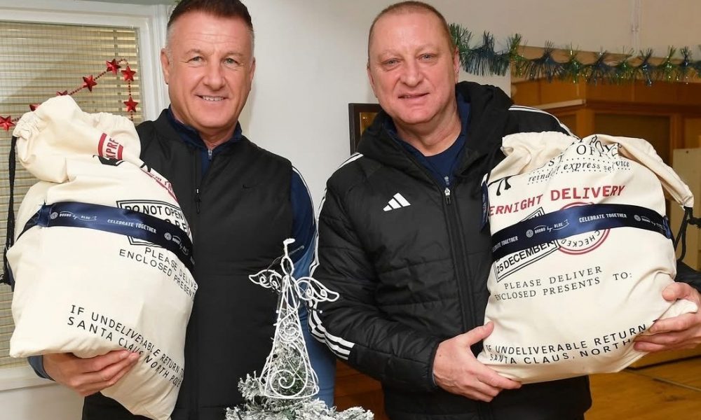 Leicester City Football legends Steve Walsh and Matt Elliott Serve Christmas Dinner At Falcon Centre